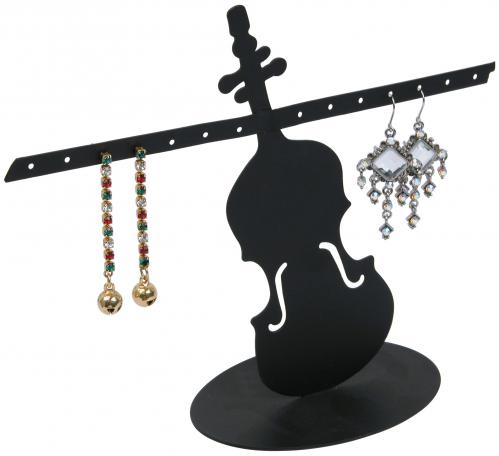 7-Prs. Violin Metal Earring Stand (Black) -6 1/8